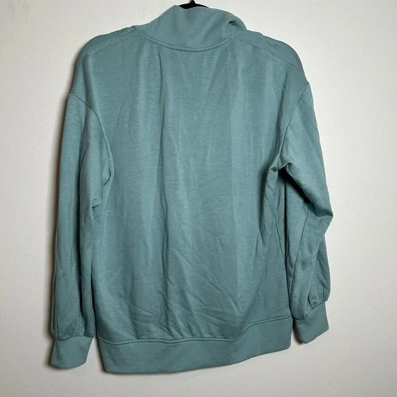 Three Dots Women's Sz Medium Butter Soft Quarter Zip Pullover Green - Picture 3 of 6